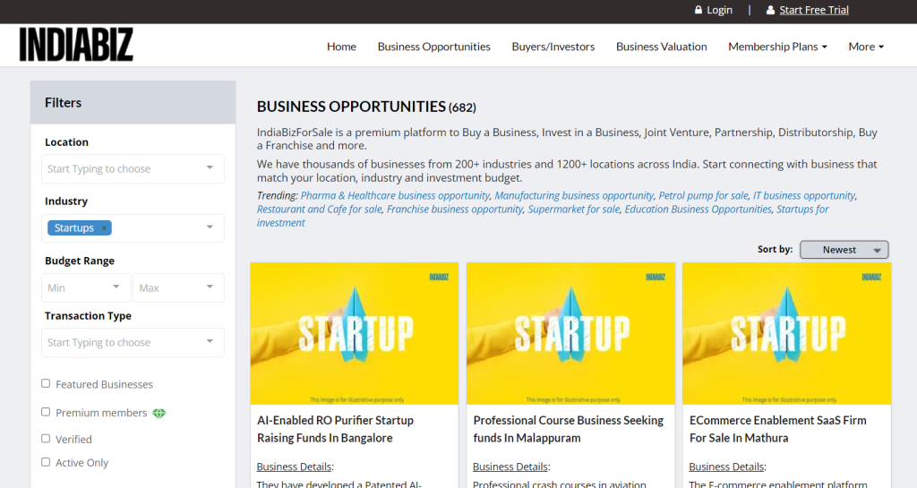 Startup Investment Opportunity in 2024 - IndiaBizForSale