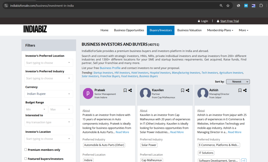 40,000+ Business Investors At IndiaBizForSale
